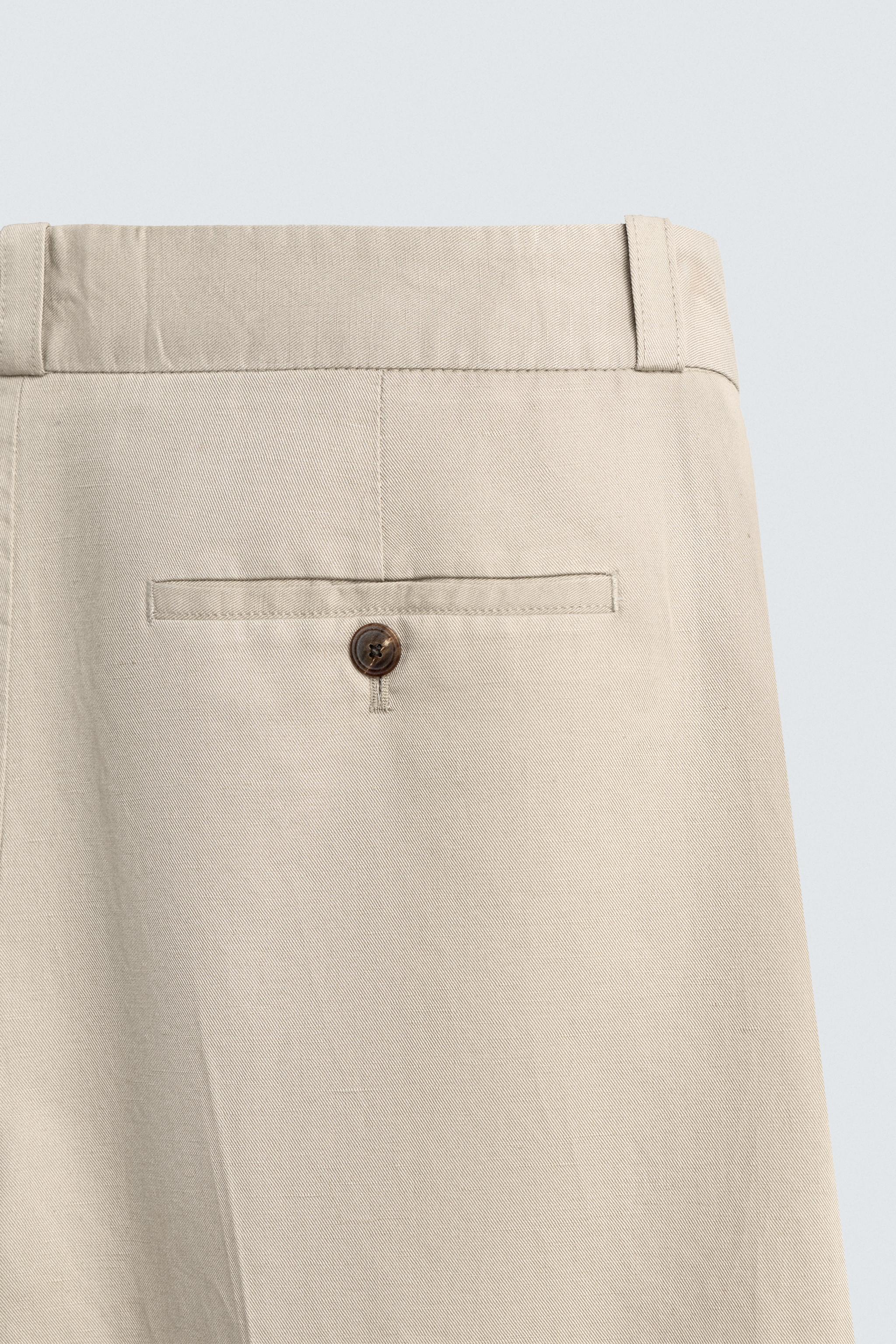 COTTON - LINEN STRAIGHT FIT CHINO PANTS